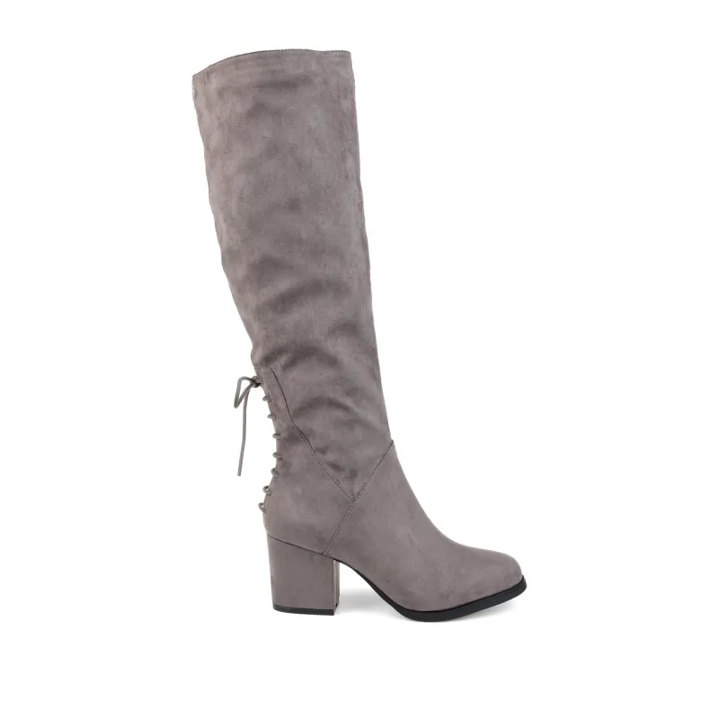 LEEDA KNEE-HIGH BOOTS IN FAUX SUEDE - Grey sold by Journee Collection