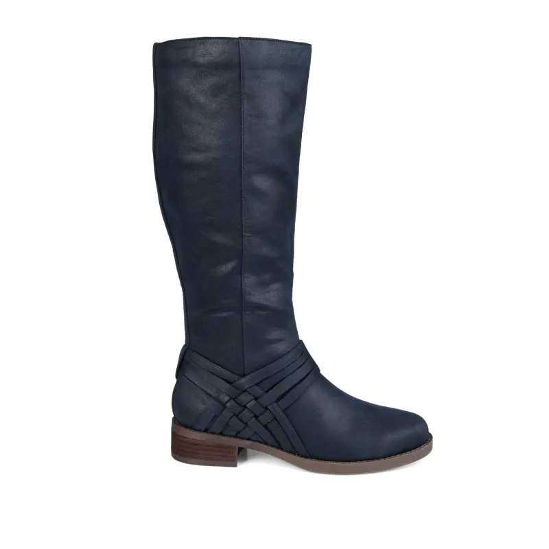 MEG RIDING BOOTS IN X-WIDE CALF - Navy PU sold by Journee Collection