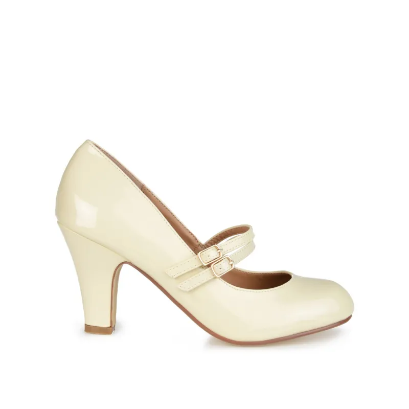 WENDY MARY JANE PUMP HEELS IN PATENT - Beige sold by Journee Collection