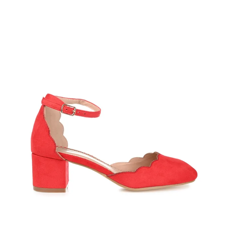 EDNA D'ORSAY PUMP HEELS IN FAUX SUEDE - Red Faux Suede sold by Journee Collection