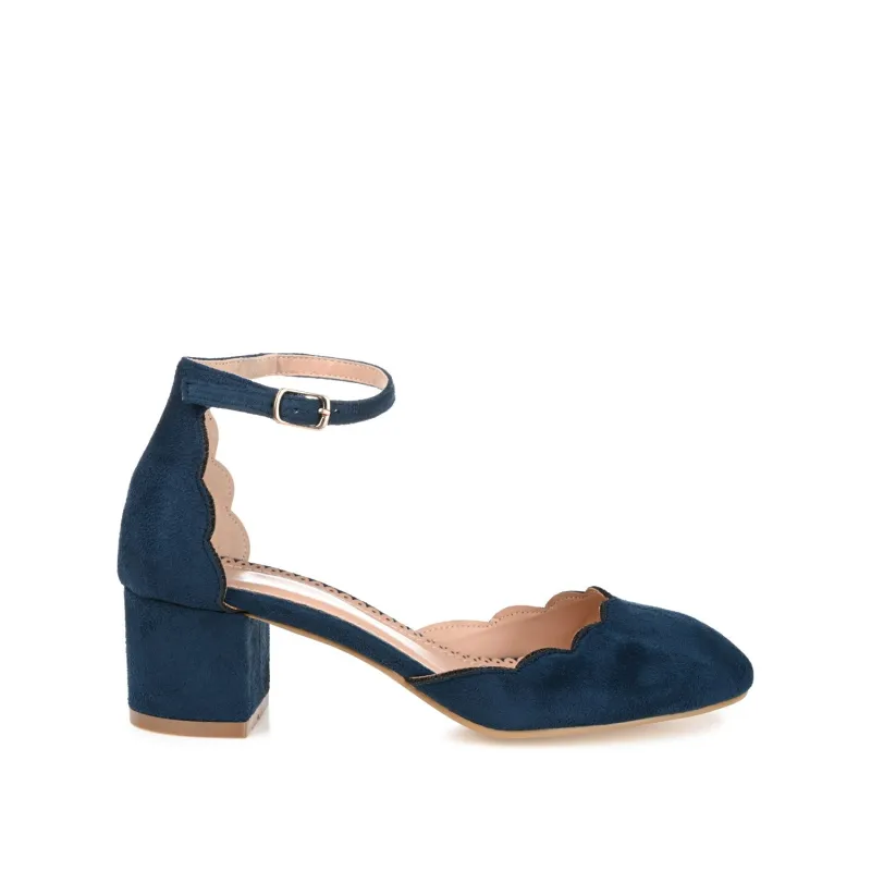 EDNA D'ORSAY PUMP HEELS IN FAUX SUEDE - Navy Faux Suede sold by Journee Collection