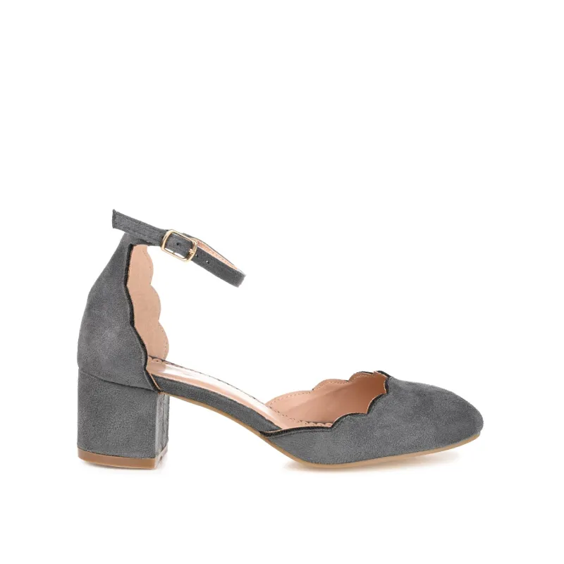EDNA D'ORSAY PUMP HEELS IN FAUX SUEDE - Grey Faux Suede sold by Journee Collection