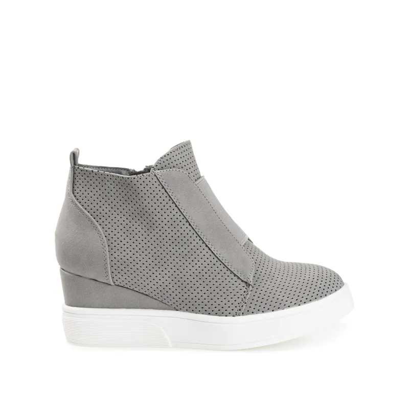 CLARA WEDGE SNEAKERS IN VEGAN LEATHER - Grey PU sold by Journee Collection