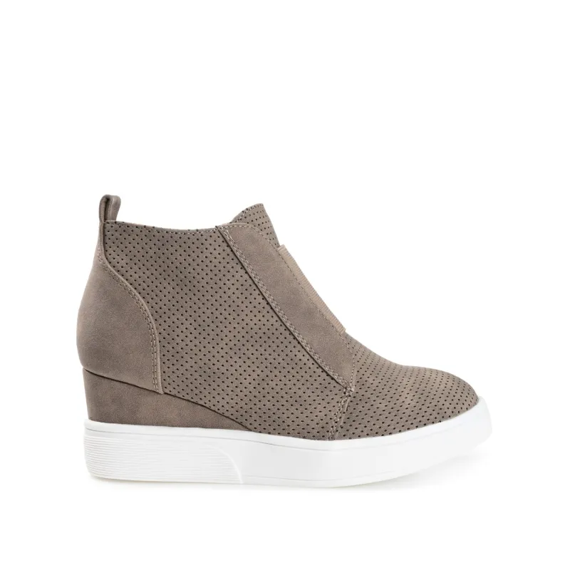 CLARA WEDGE SNEAKERS IN VEGAN LEATHER - Taupe PU sold by Journee Collection