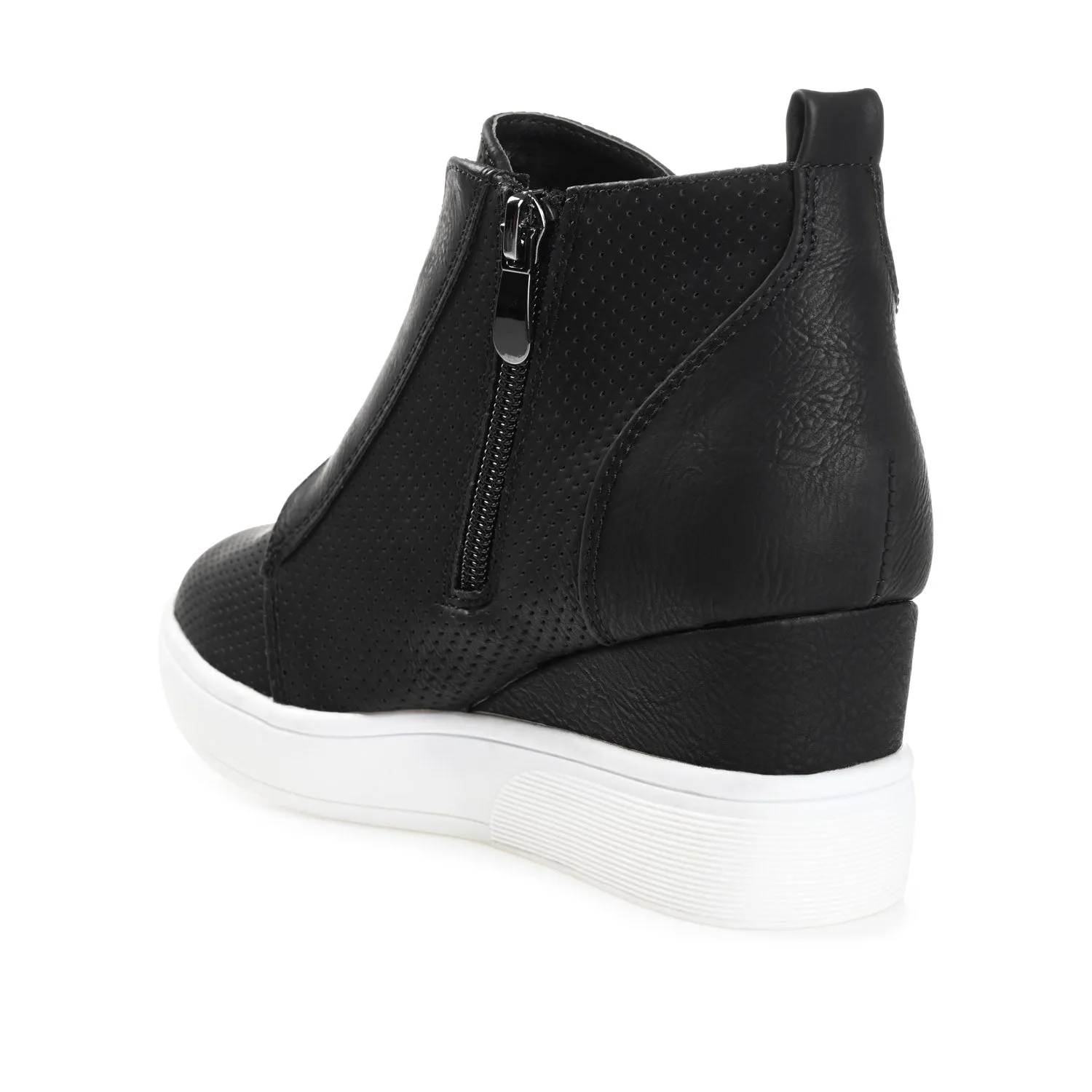 CLARA WEDGE SNEAKERS IN VEGAN LEATHER - Black PU sold by Journee Collection product image thumbnail 4