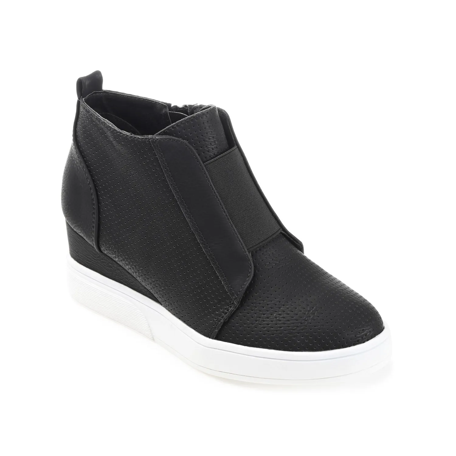 CLARA WEDGE SNEAKERS IN VEGAN LEATHER - Black PU sold by Journee Collection product image thumbnail 2