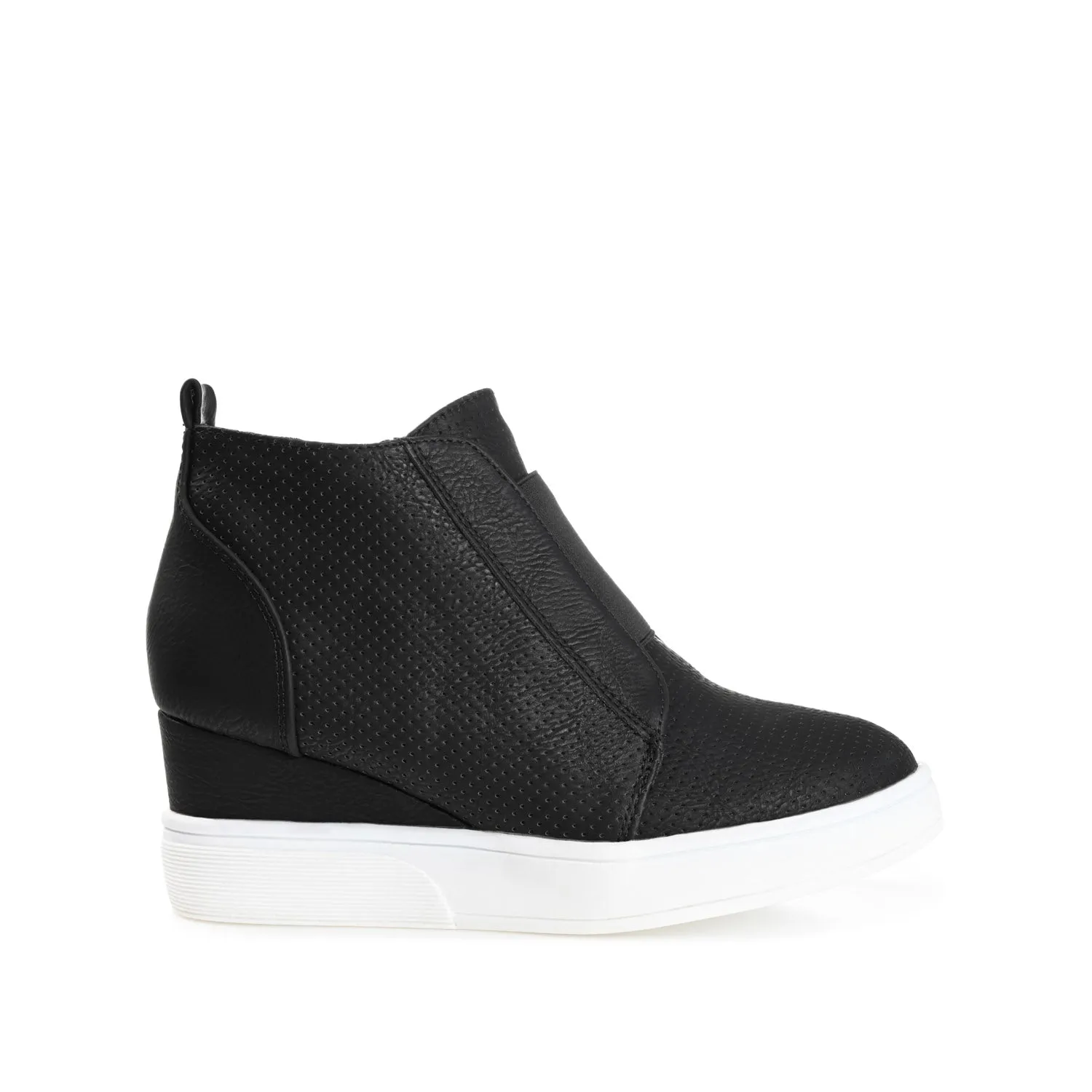 CLARA WEDGE SNEAKERS IN VEGAN LEATHER - Black PU sold by Journee Collection