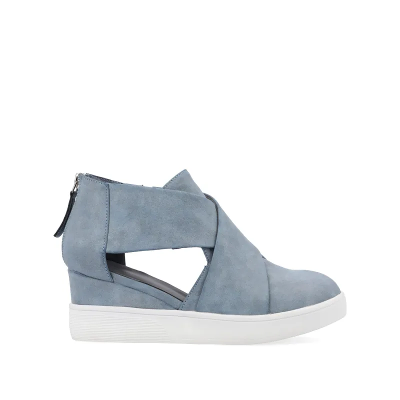 SEENA WEDGE SNEAKERS IN VEGAN LEATHER - Blue sold by Journee Collection