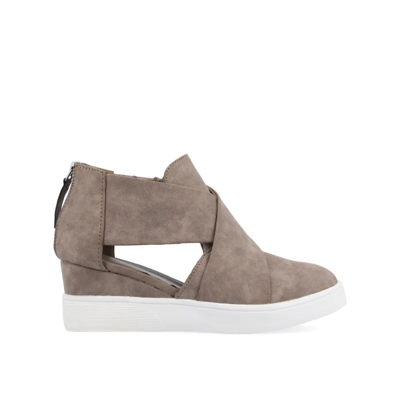SEENA WEDGE SNEAKERS IN VEGAN LEATHER - Taupe sold by Journee Collection