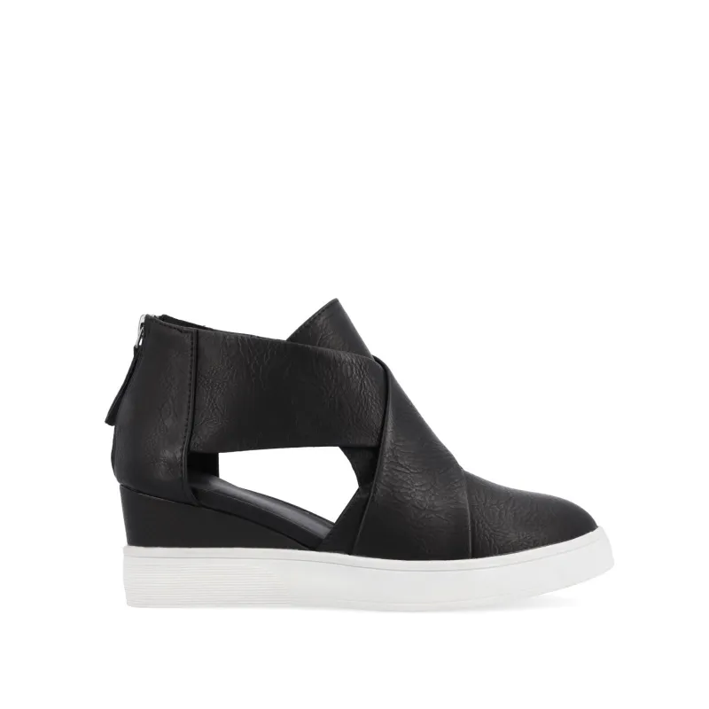 SEENA WEDGE SNEAKERS IN VEGAN LEATHER - Black sold by Journee Collection