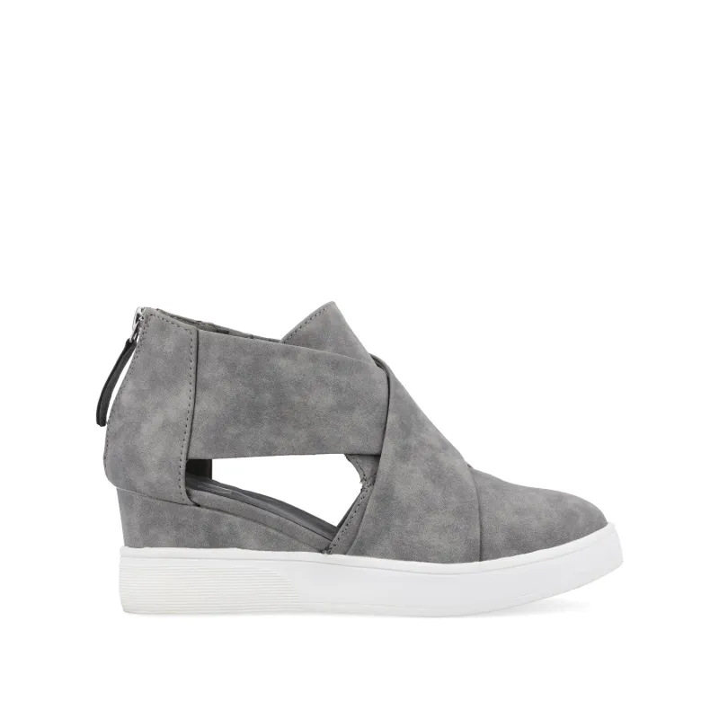 SEENA WEDGE SNEAKERS IN VEGAN LEATHER - Grey sold by Journee Collection