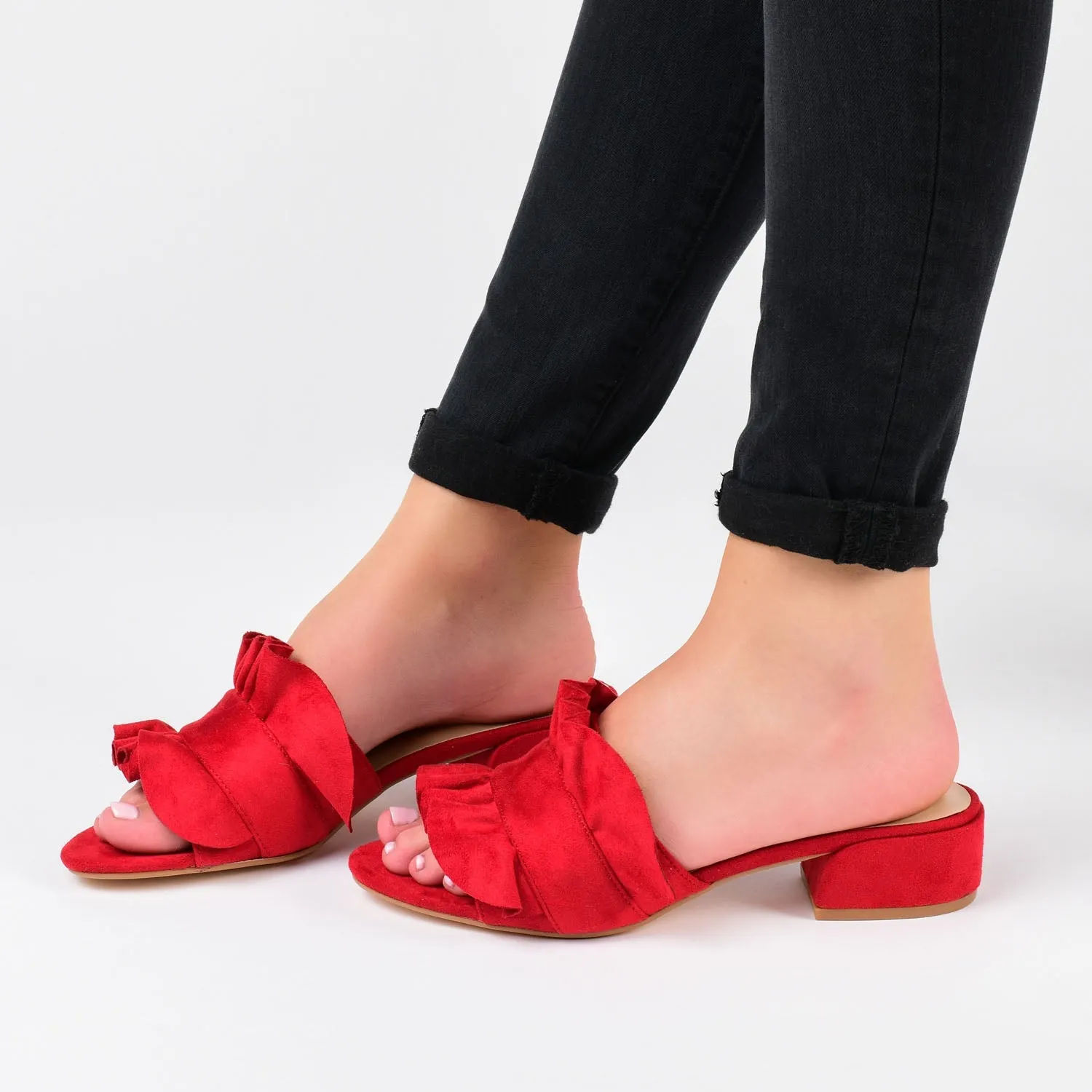 SABICA MULE BLOCK HEELS IN FAUX SUEDE - Grey sold by Journee Collection product image thumbnail 2