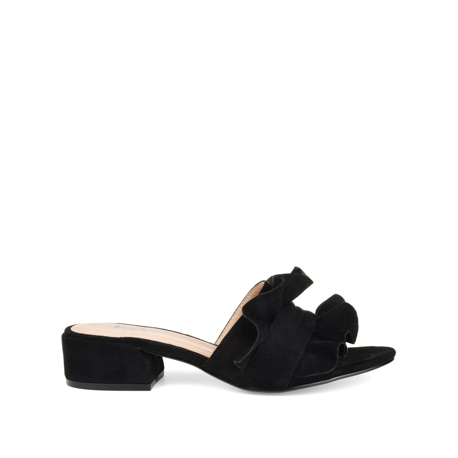 SABICA MULE BLOCK HEELS IN FAUX SUEDE - Black sold by Journee Collection