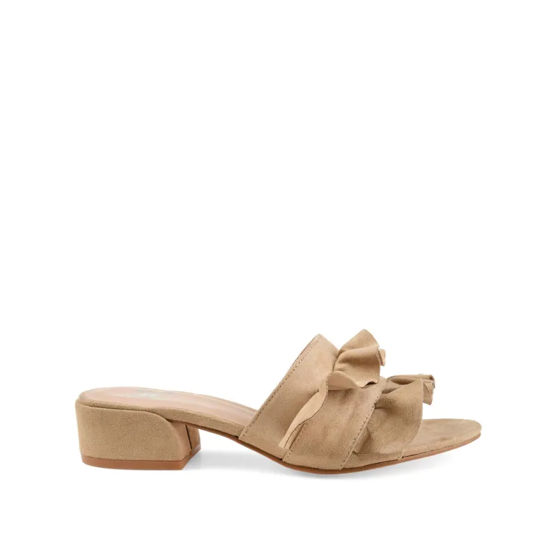 SABICA MULE BLOCK HEELS IN FAUX SUEDE - Nude sold by Journee Collection