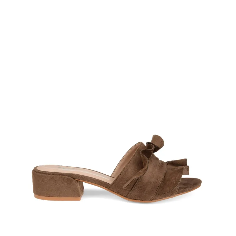 SABICA MULE BLOCK HEELS IN FAUX SUEDE - Taupe sold by Journee Collection