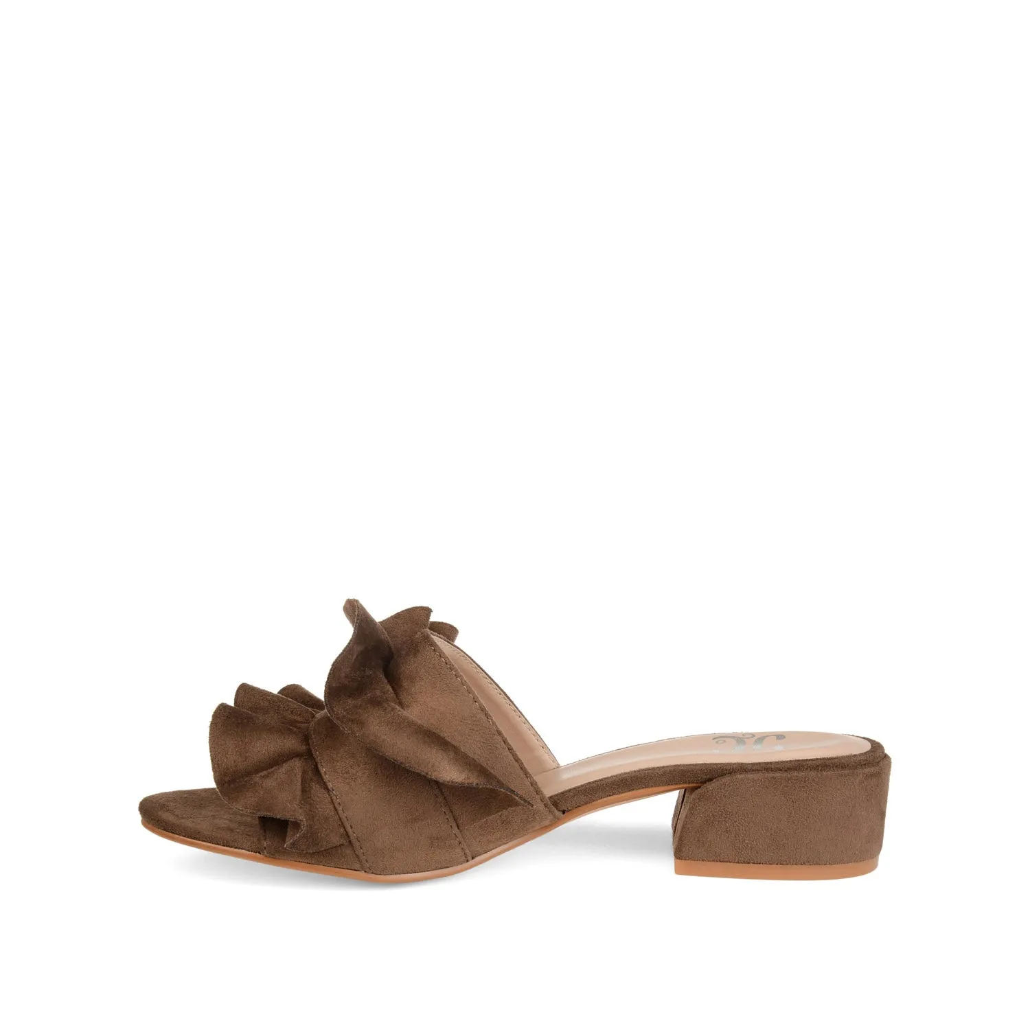 SABICA MULE BLOCK HEELS IN FAUX SUEDE - Taupe sold by Journee Collection product image thumbnail 3