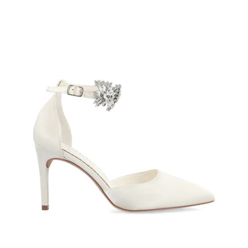 LOXLEY D'ORSAY STILETTO HEELS IN SATIN - White sold by Journee Collection