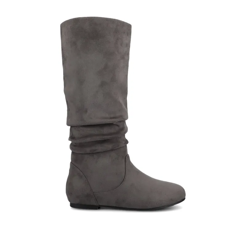 JAYNE KNEE HIGH BOOTS IN X-WIDE CALF - Grey Faux Suede sold by Journee Collection
