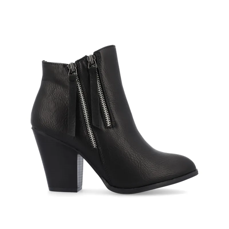 VALLY ZIP-UP WESTERN BOOTIES IN VEGAN LEATHER - Black sold by Journee Collection