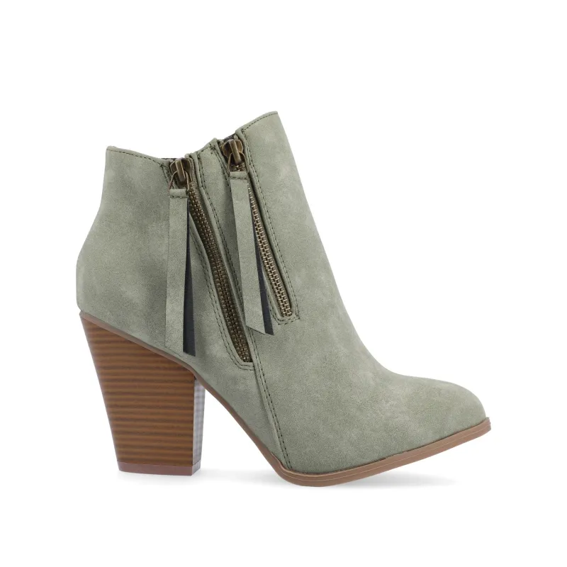VALLY ZIP-UP WESTERN BOOTIES IN VEGAN LEATHER - Olive sold by Journee Collection