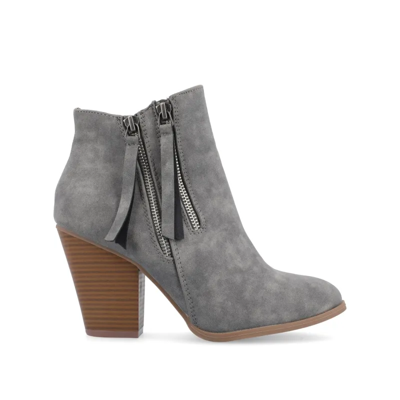VALLY ZIP-UP WESTERN BOOTIES IN VEGAN LEATHER - Grey sold by Journee Collection