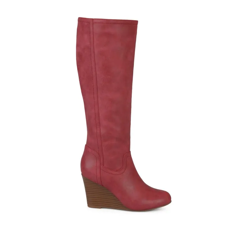 LANGLY KNEE-HIGH BOOTS IN WIDE CALF - Red made by Journee Collection
