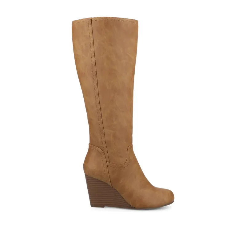 LANGLY KNEE-HIGH BOOTS IN WIDE CALF - Tan made by Journee Collection