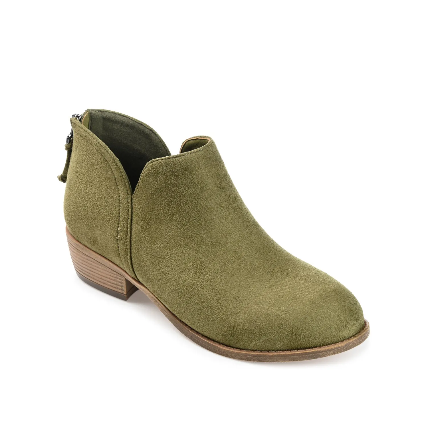 LIVVY ZIP-UP BOOTIES IN FAUX SUEDE - Olive sold by Journee Collection product image thumbnail 2