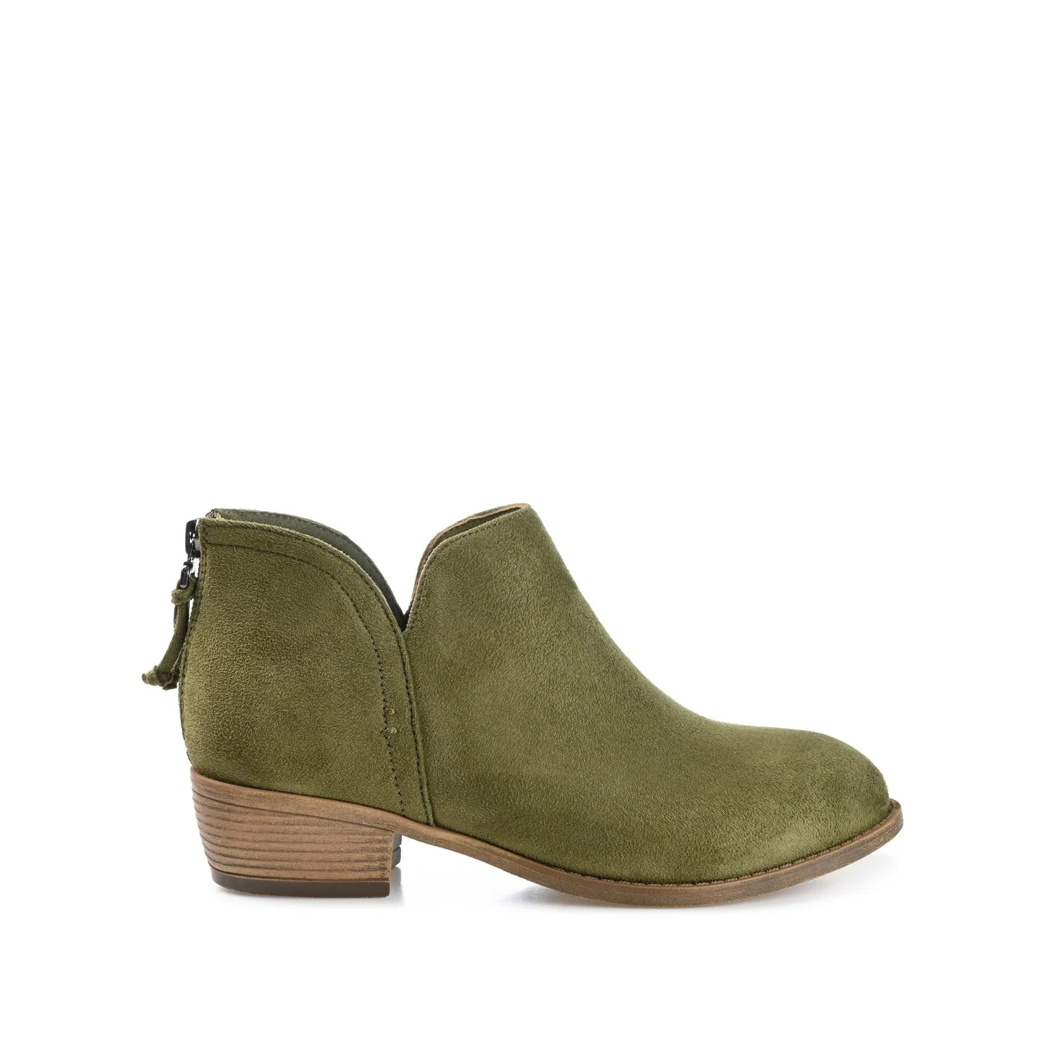 LIVVY ZIP-UP BOOTIES IN FAUX SUEDE - Olive sold by Journee Collection