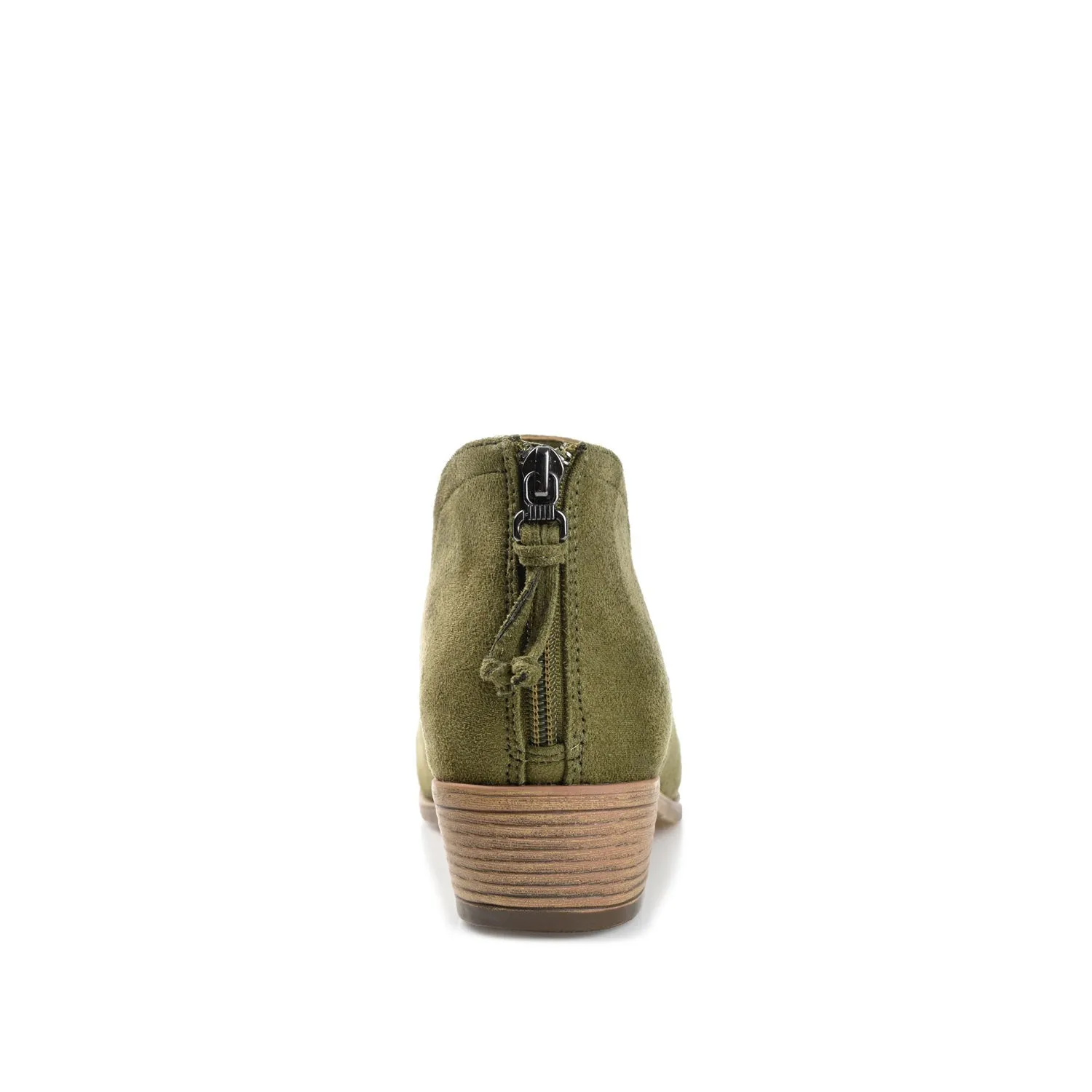 LIVVY ZIP-UP BOOTIES IN FAUX SUEDE - Olive sold by Journee Collection product image thumbnail 5