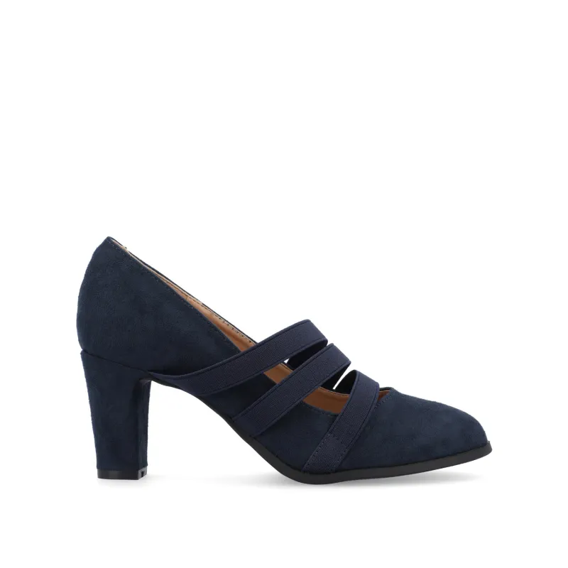 LOREN MARY JANE PUMP HEELS IN FAUX SUEDE - Navy Nubuck sold by Journee Collection