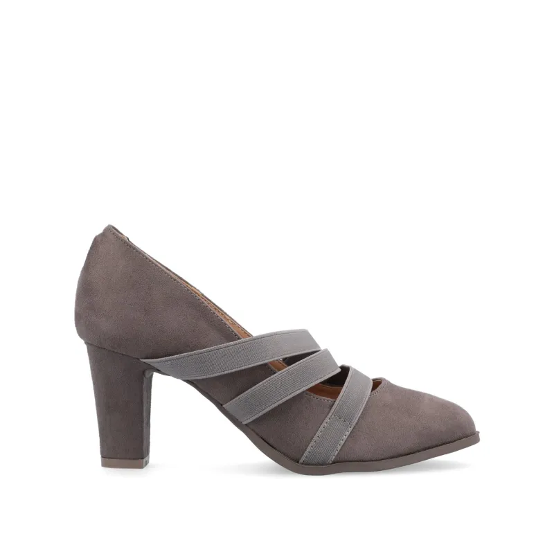 LOREN MARY JANE PUMP HEELS IN FAUX SUEDE - Grey sold by Journee Collection