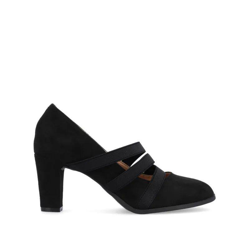 LOREN MARY JANE PUMP HEELS IN FAUX SUEDE - Black sold by Journee Collection