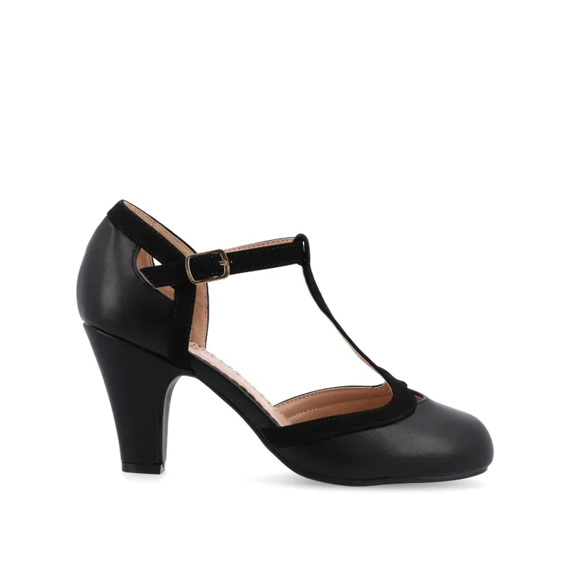 OLINA T-STRAP PUMP HEELS IN WIDE - Black sold by Journee Collection