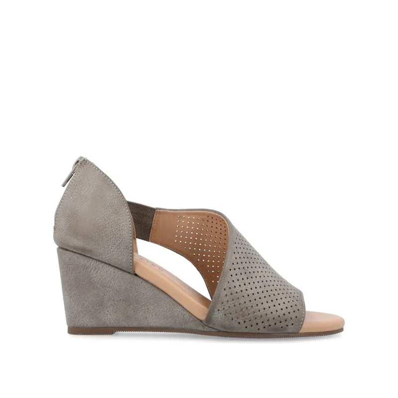 ARETHA WEDGE HEEL SANDALS IN VEGAN LEATHER - Grey PU sold by Journee Collection