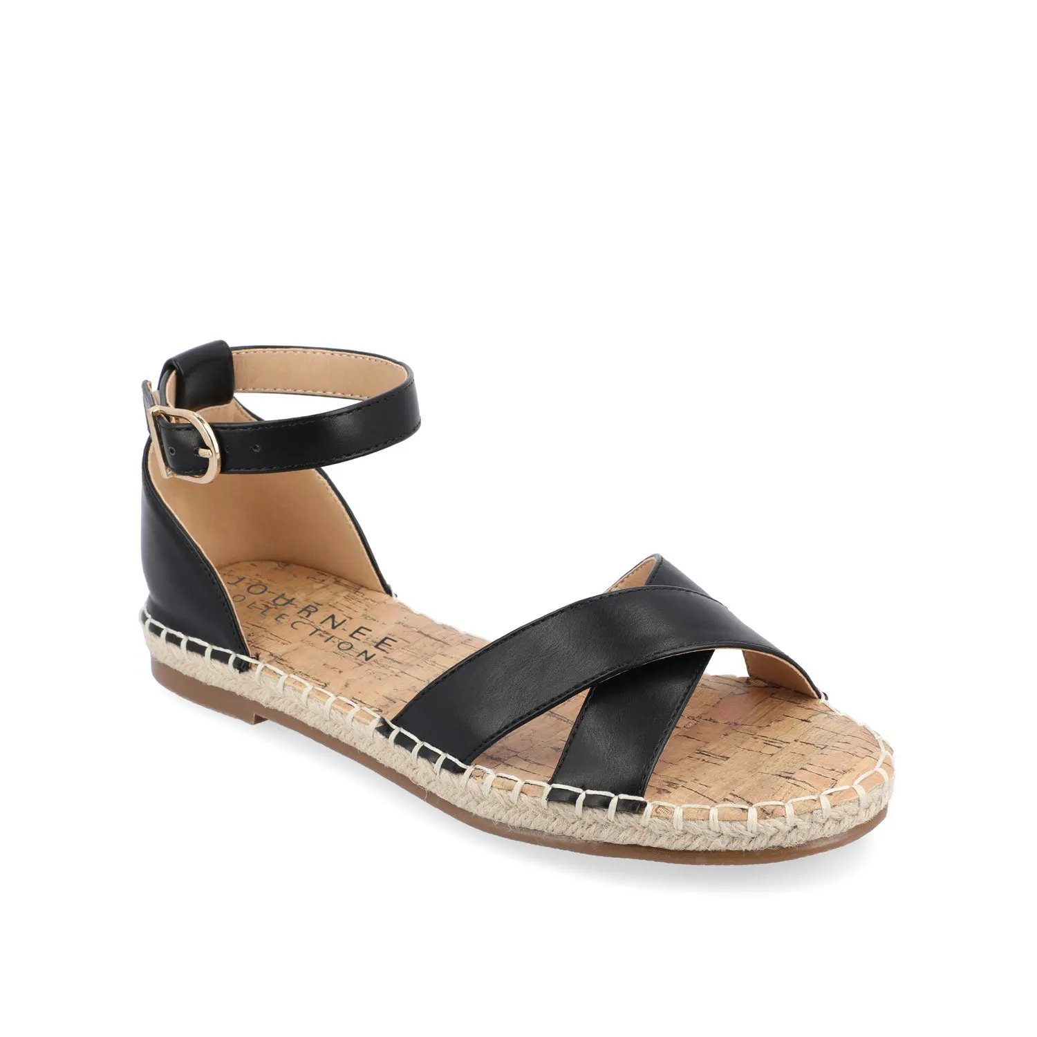 LYDDIA ESPADRILLE SANDALS IN VEGAN LEATHER - Black sold by Journee Collection product image thumbnail 2
