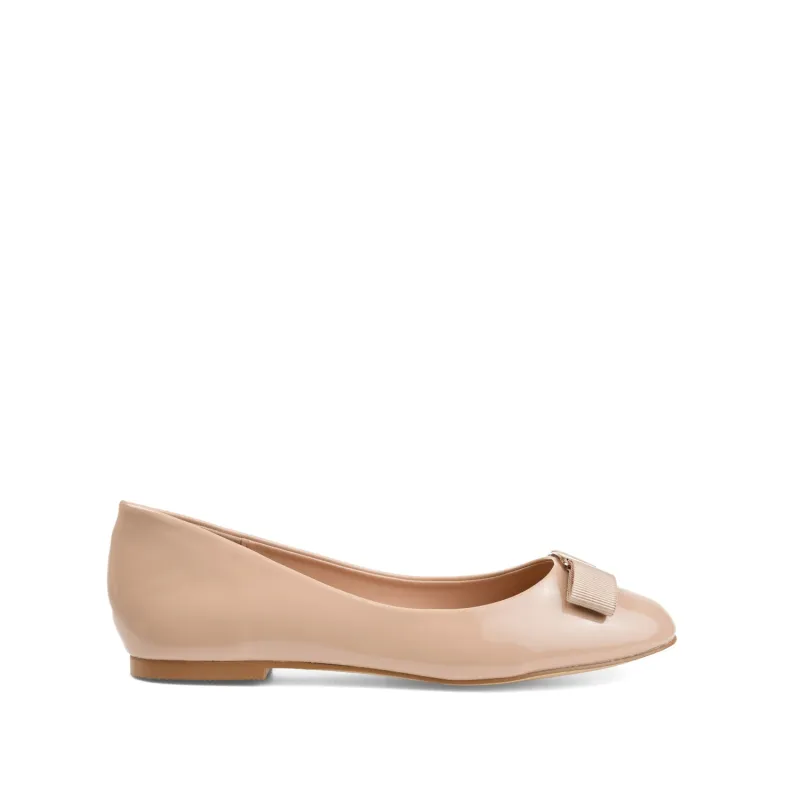 KIM ROUND TOE BALLET FLATS IN PATENT - Nude sold by Journee Collection