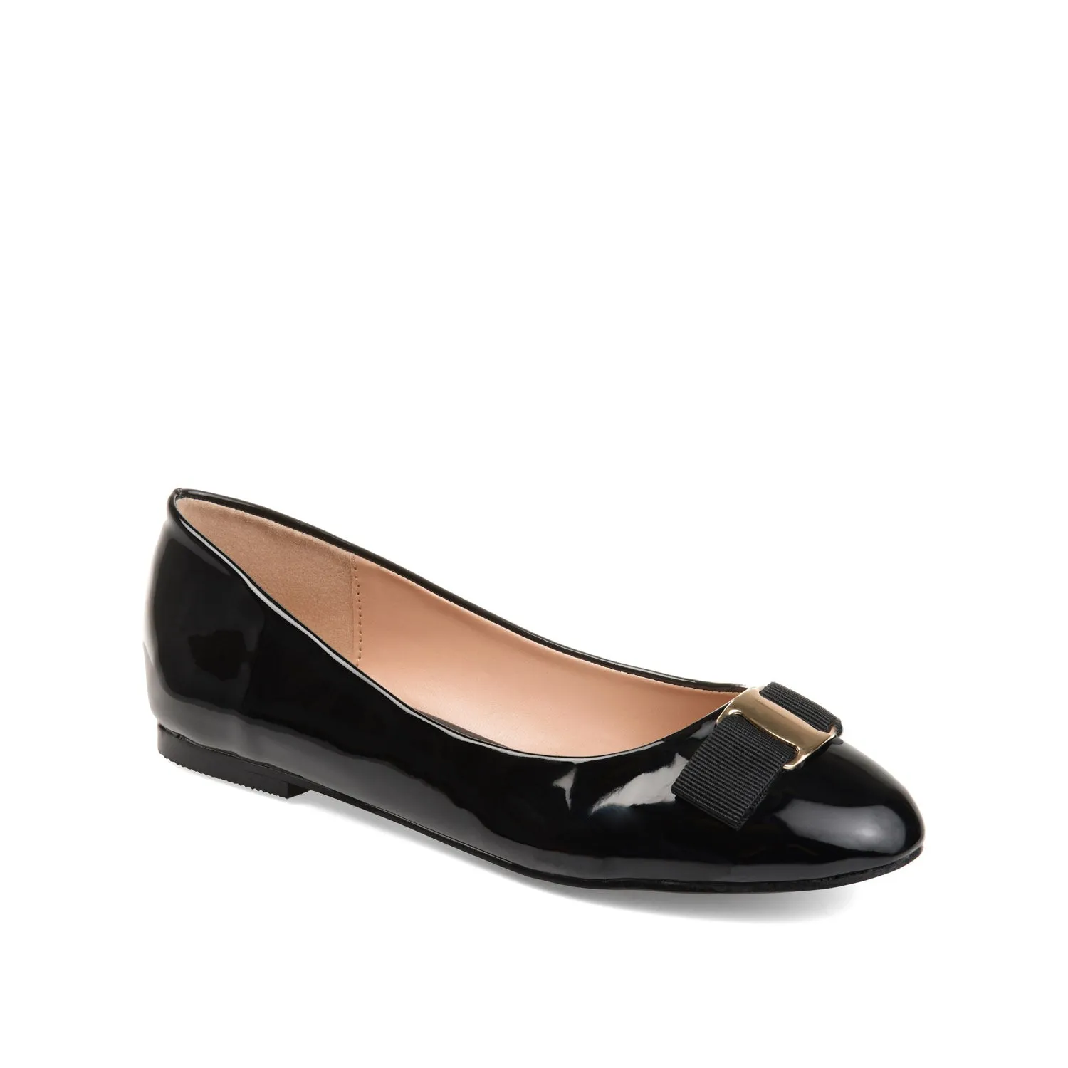 KIM ROUND TOE BALLET FLATS IN PATENT - Black sold by Journee Collection product image thumbnail 2