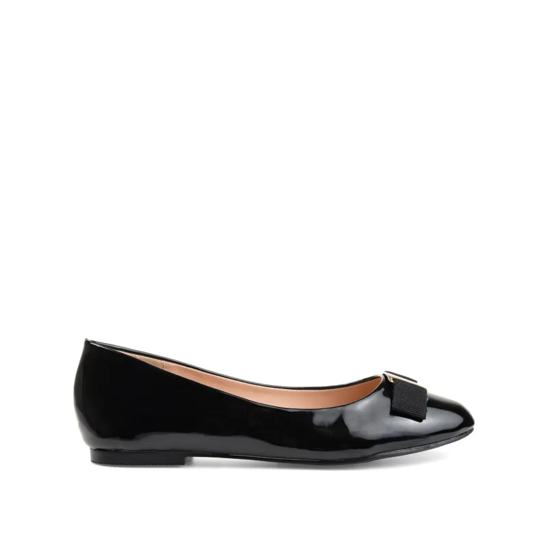 KIM ROUND TOE BALLET FLATS IN PATENT - Black sold by Journee Collection