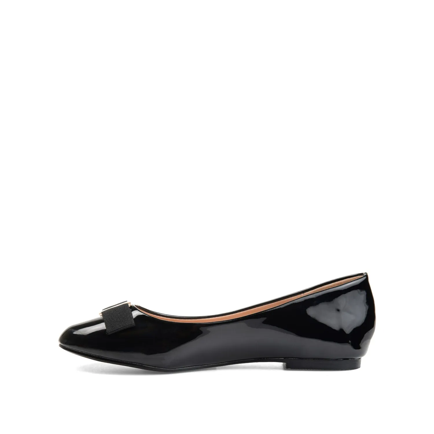 KIM ROUND TOE BALLET FLATS IN PATENT - Black sold by Journee Collection product image thumbnail 3