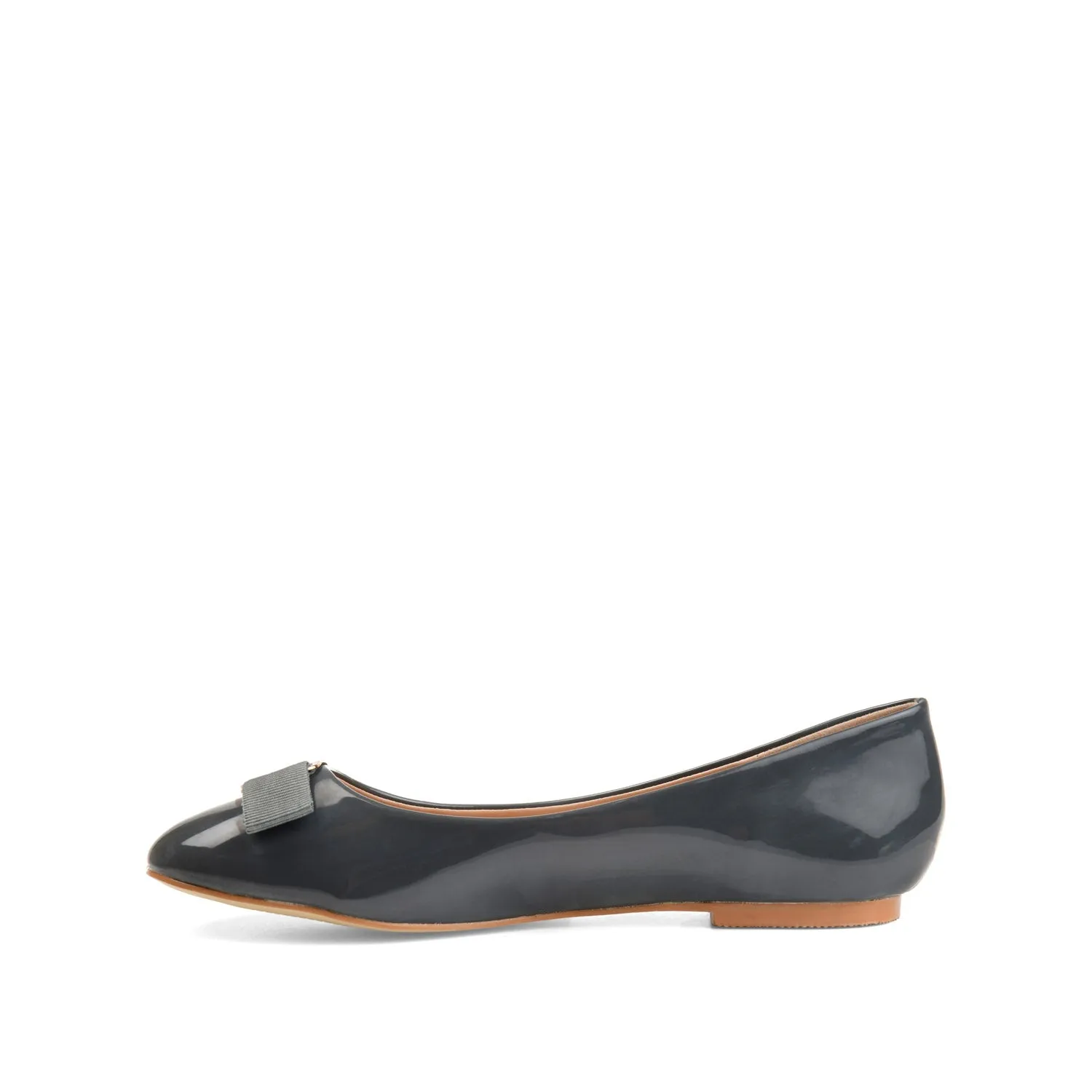 KIM ROUND TOE BALLET FLATS IN PATENT - Grey sold by Journee Collection product image thumbnail 3