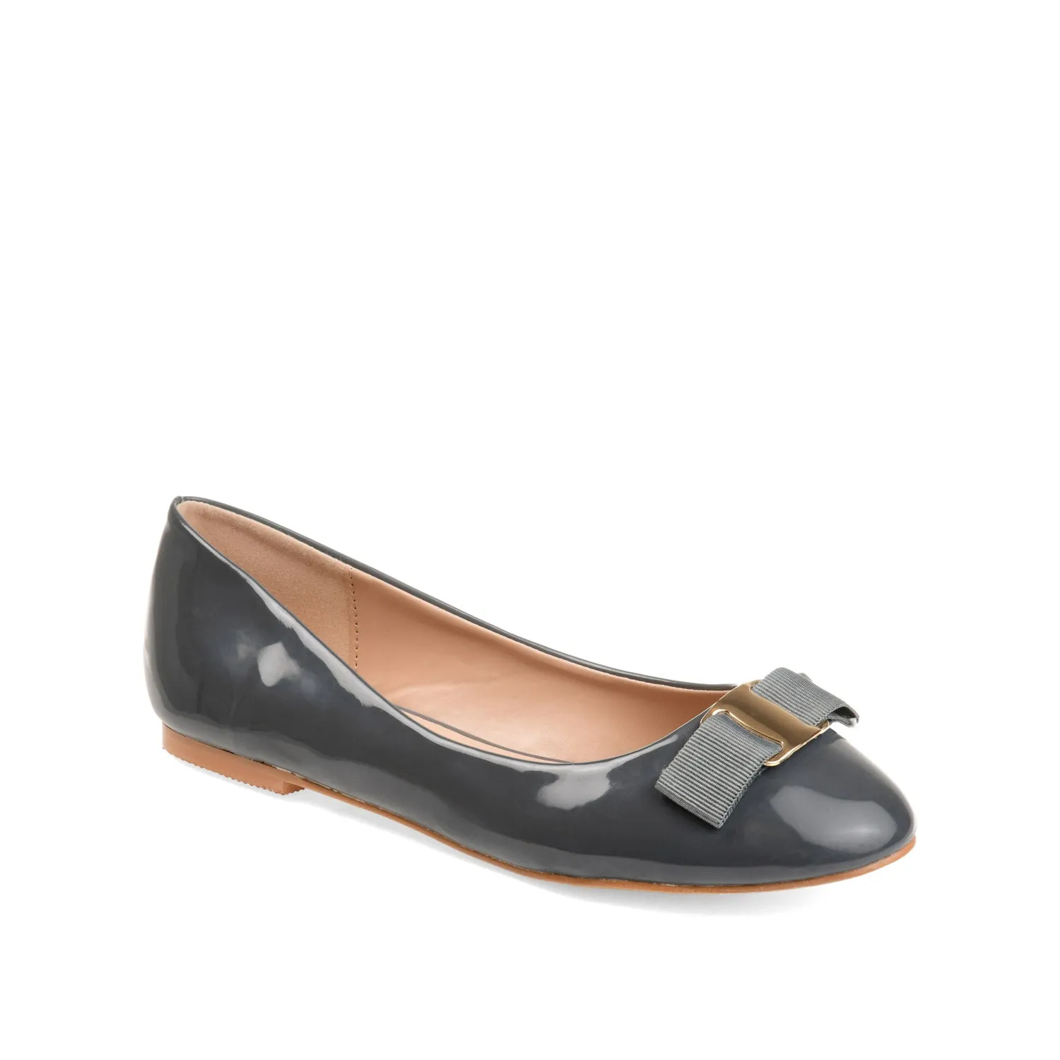 KIM ROUND TOE BALLET FLATS IN PATENT - Grey sold by Journee Collection product image thumbnail 2