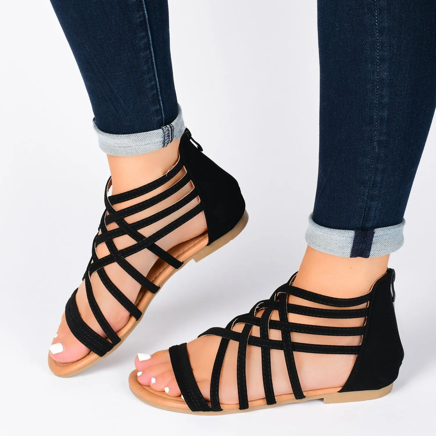 HANNI GLADIATOR SANDALS IN VEGAN LEATHER - Black PU sold by Journee Collection product image thumbnail 2
