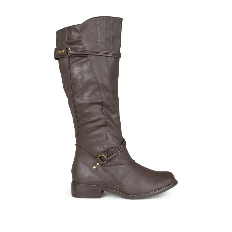 HARLEY RIDING BOOTS IN WIDE CALF - Brown PU sold by Journee Collection