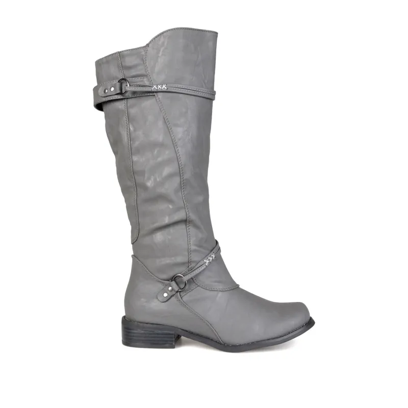 HARLEY RIDING BOOTS IN WIDE CALF - Grey PU sold by Journee Collection