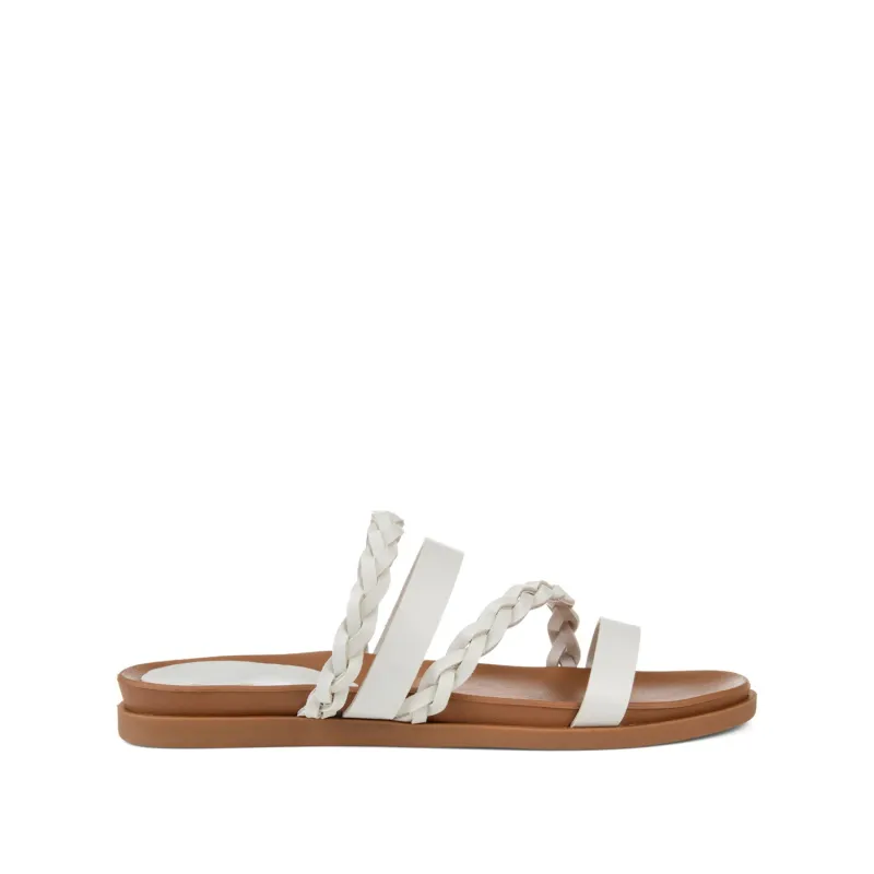 COLETTE SLIDE SANDALS IN VEGAN LEATHER - White sold by Journee Collection