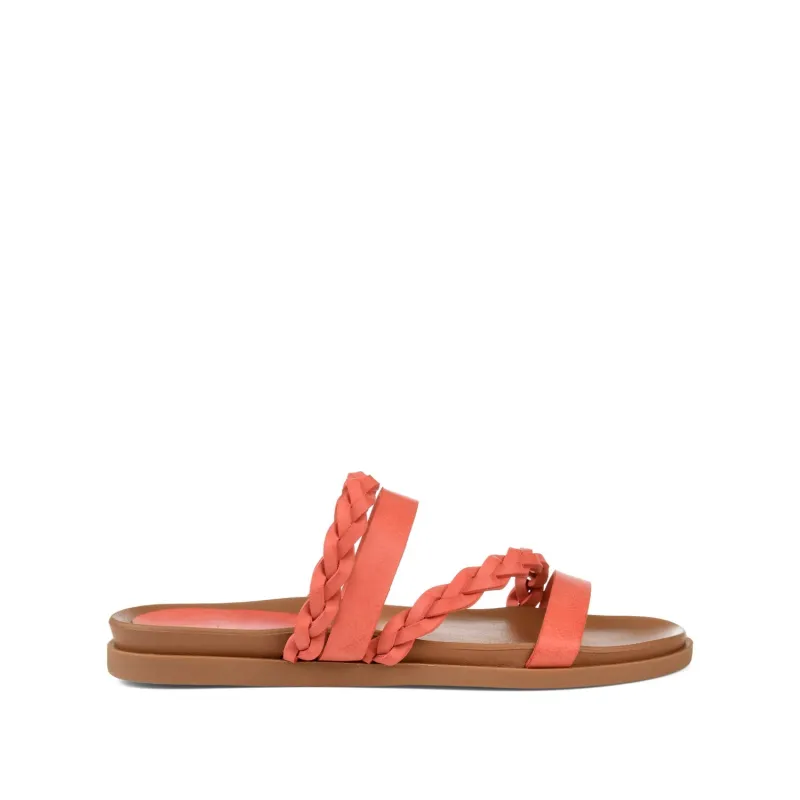 COLETTE SLIDE SANDALS IN VEGAN LEATHER - Coral sold by Journee Collection