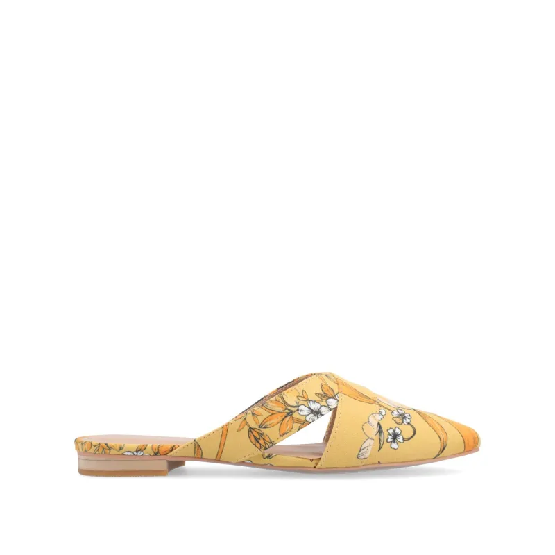 GIADA MULE FLATS IN FAUX SUEDE - Yellow Floral Faux sold by Journee Collection