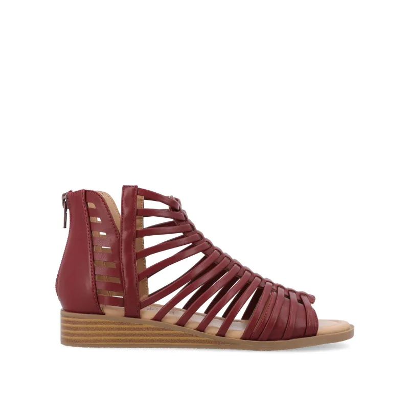DELILAH GLADIATOR SANDALS IN VEGAN LEATHER - Wine sold by Journee Collection