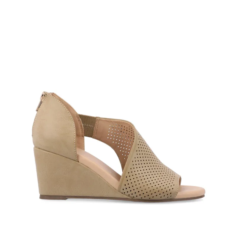 ARETHA WEDGE HEEL SANDALS IN VEGAN LEATHER - Tan PU sold by Journee Collection